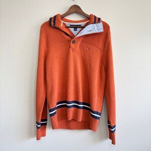 Tommy Hilfiger Quarter Button Sweater Size Medium Men’s Orange
